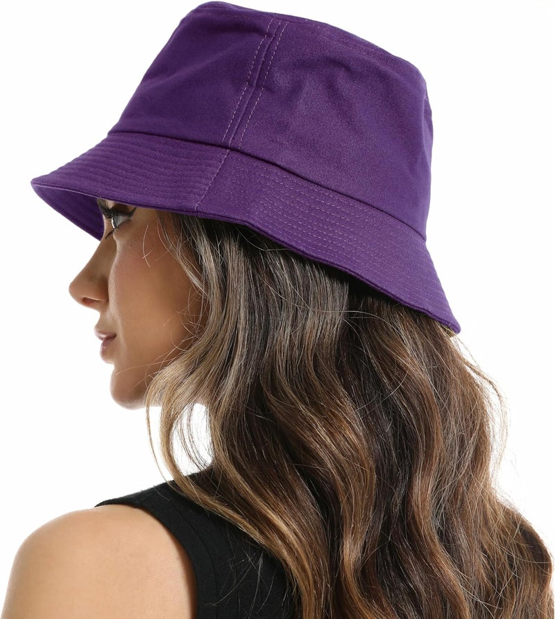 Wheebo Solid Color Bucket Hat for Women Summer Beach Fishmen Hat for Lady Adult Unisex Cotton Cap…… - Image 4